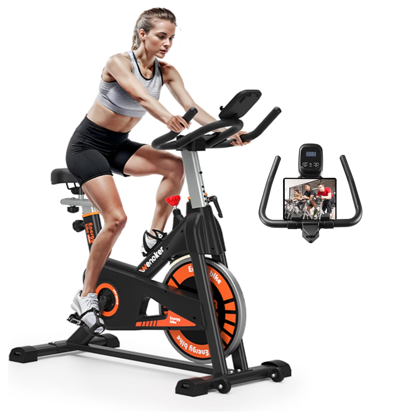 Wenoker Exercise Bike Indoor Cycling, Spin Bike Exercise Equipment for Home Gym Use with LCD Display & Tablet Holder Fitness Workout Cardio Training Machine