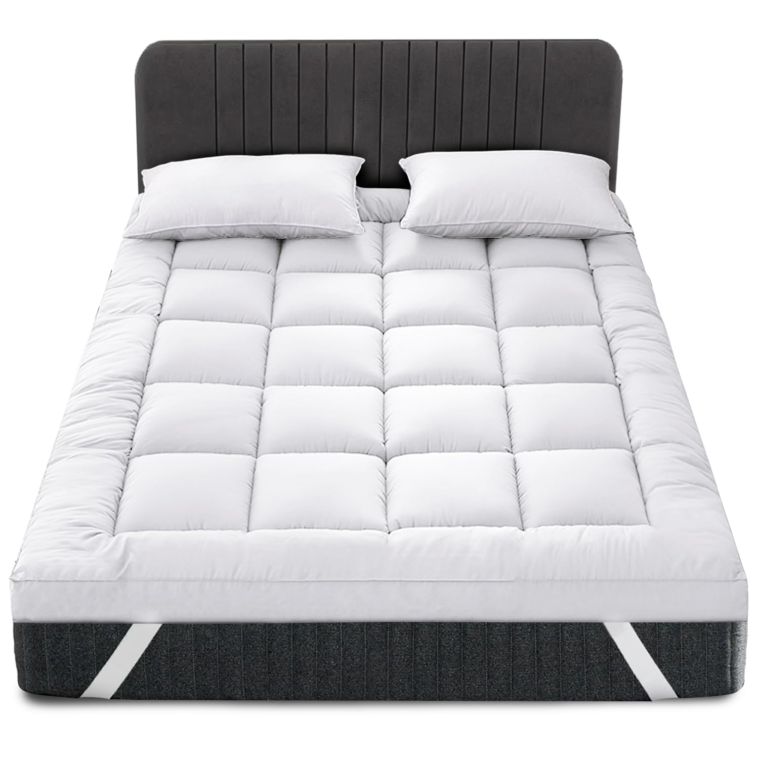 GC GAVENO CAVAILIA Quilted Mattress Topper King Size 10cm Deep | Hotel Quality King Size Mattress Topper 4 Inch Thick with Elastic Corner Straps |