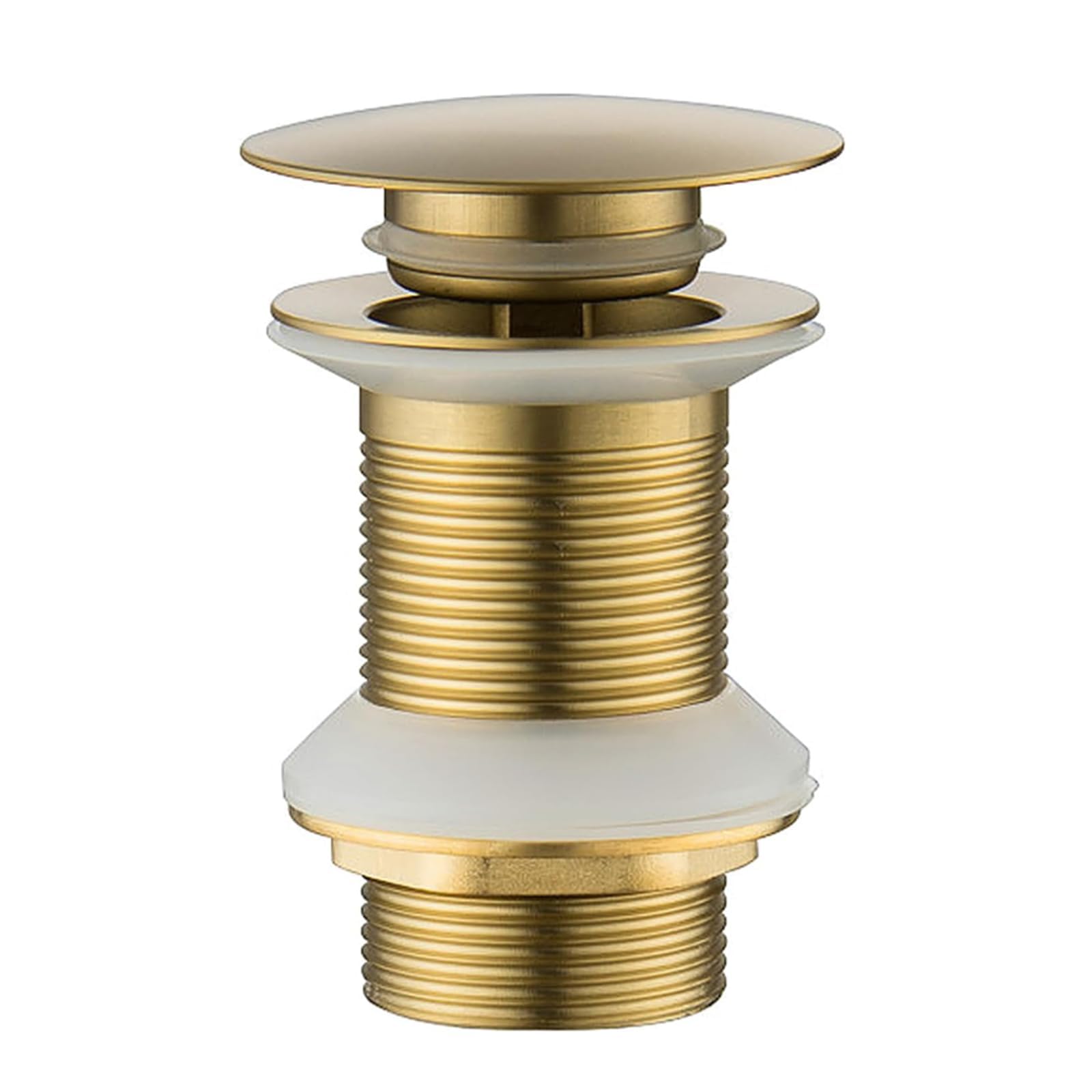 NIYATA Bathroom Sink Pop Up Drain Plug,Brushed Gold Brass Basin Plug,Waste Drain with Overflow for Bathroom Wash Basin,Slotted Click Clack Clicker