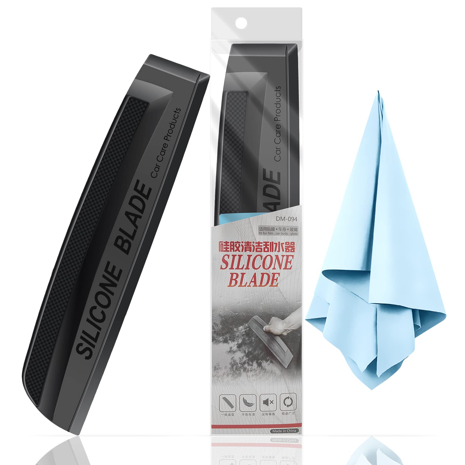 Ehdis Car Squeegee, Soft with Silicone Lip, Water Squeegee for Shower, Mirror, Window and Car, Window Wiper - with Extra Microfibre Cloth