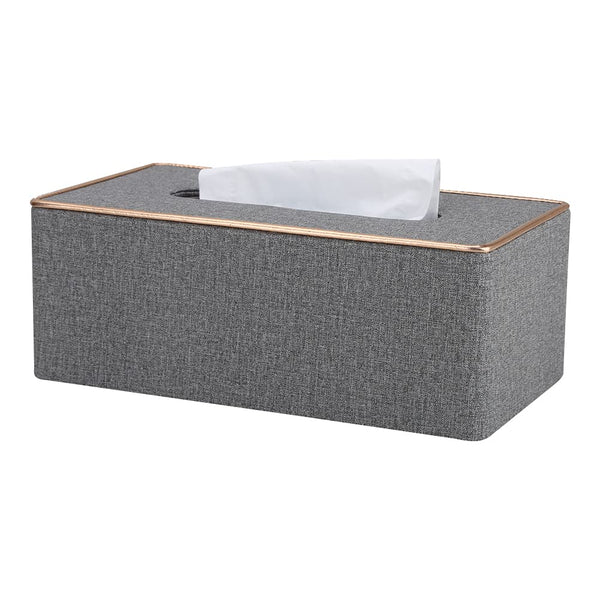 KINGFOM Tissue Box Cover PU Leather Rectangle Tissue Box Holder for Home or Office (Gray)