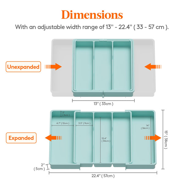 Lifewit Utensil Drawer Organiser, Expandable Large Cutlery Tray for Kitchen, Adjustable Silverware Flatware Holder, Plastic Kitchen Spatula Tools and
