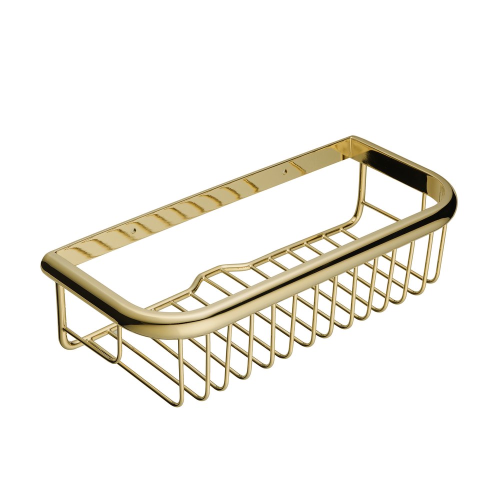Beelee Wall Mounted Golden Brass Bathroom Commodity Shelf Shower Caddy Basket Holder