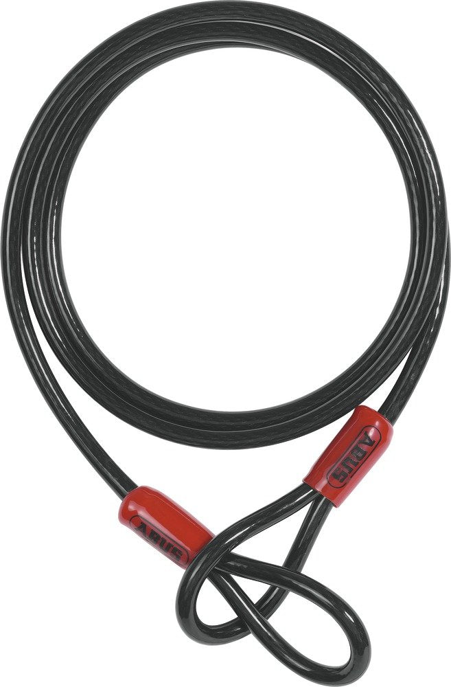 ABUS Cobra 10 loop cable - steel cable coated with plastic - security for bicycle and motorbike accessories - 3 metres long, 10 mm thick, black