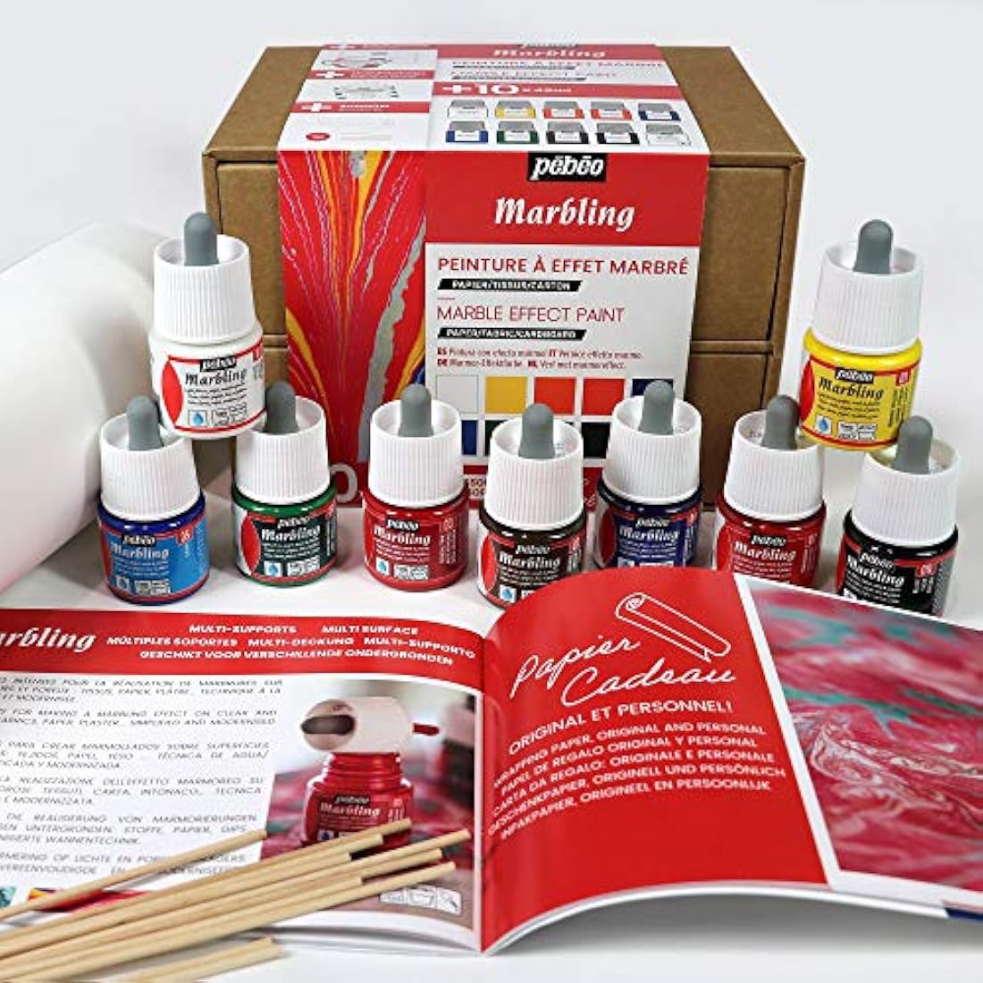 Pebeo 758495 MARBLING Collection Set, Assorted 10X45ML