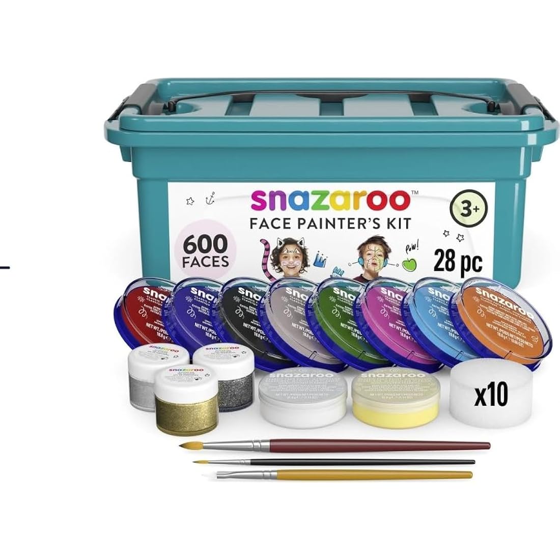 Snazaroo 1194020 Assorted Face Painting Kit-28 Pcs, Multicoloured, Set
