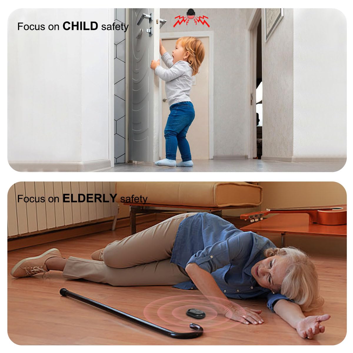 Shed Alarm, Shed Security Alarm for Home / Ranch / Van / Carport / Shop Infrared Detection Technology with 328ft Remote SOS Button Battery Powered 125db Extra Loud - Black