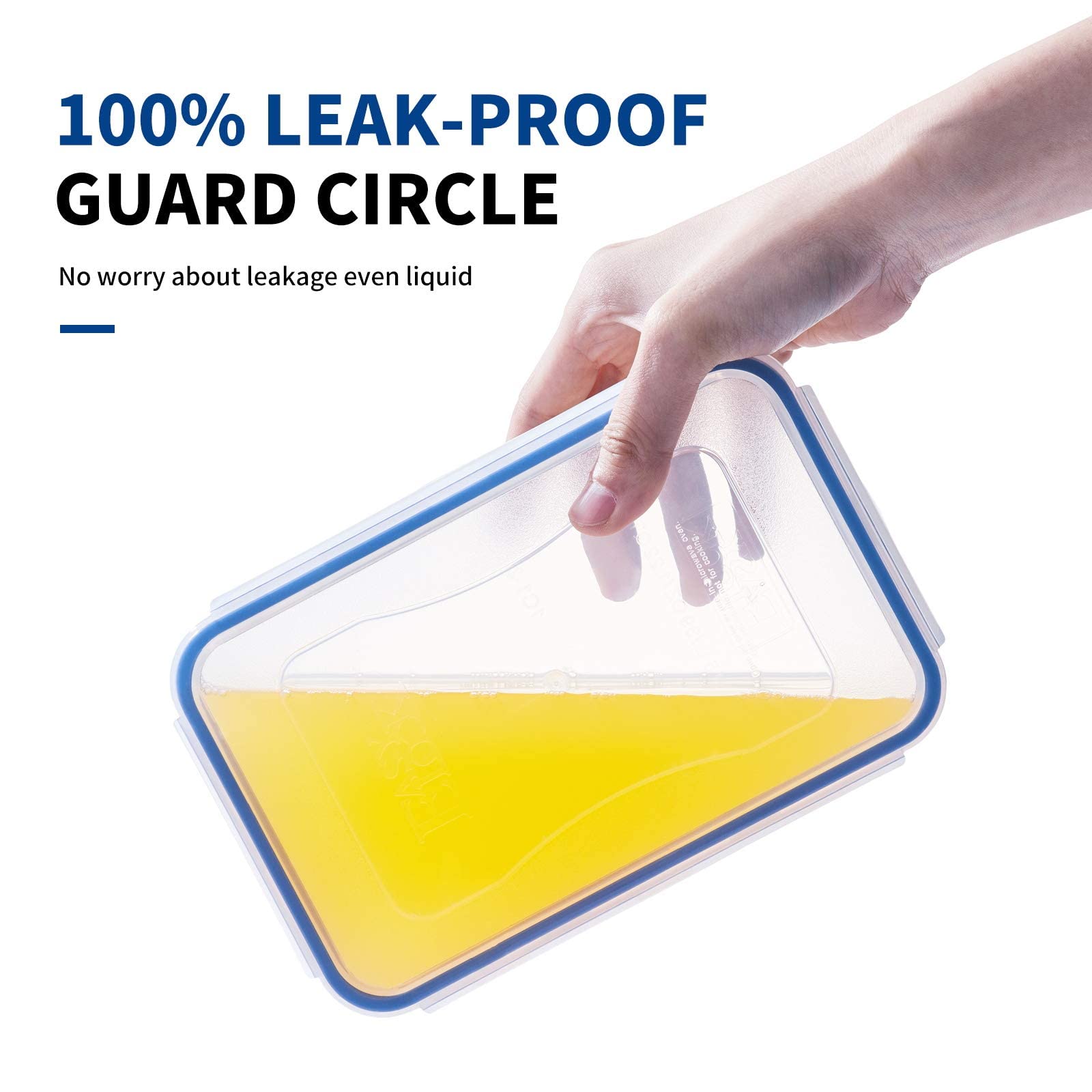 EASYLOCK 6 Pack Airtight Food Storage Container with Lids, Plastic Meal Prep Containers Reusable, 1.15L, Leak-proof Microwave Freezer Dishwasher Safe