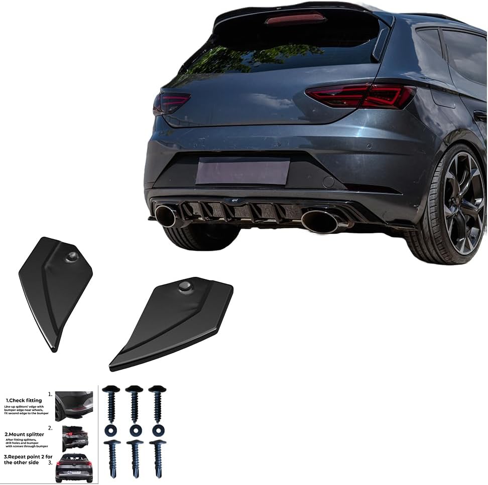 Oneway Rear Side Diffusors compatible with Seat Leon (5F) HB FR/Cupra 2013-2020 - Gloss black