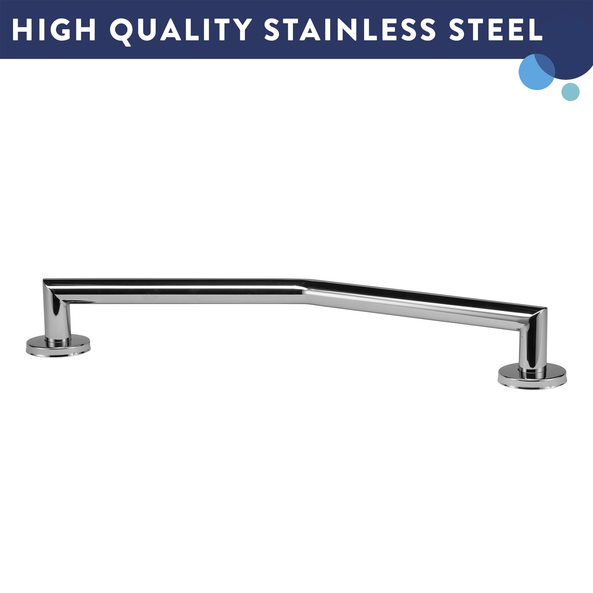 Croydex Modern Angled Safety Support Rail Stainless Steel Grab Bar for Bathroom, Chrome