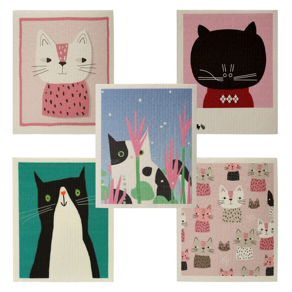 KABAKE Reusable Swedish Dishcloths, Pack of 5 Cellulose Sponge Cloths, Eco-Friendly Absorbent Reusable Dish Cloth, Kitchen Eco-Friendly Odorless