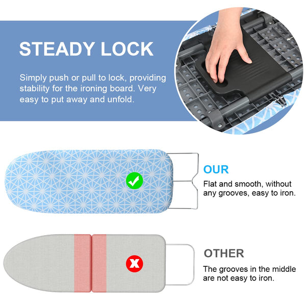 Johgee Foldable Table Top Ironing Board with Iron Rest, Compact Folding Steam Iron Table with 2 Covers, Non-Slip Folding Legs, Light Weight,