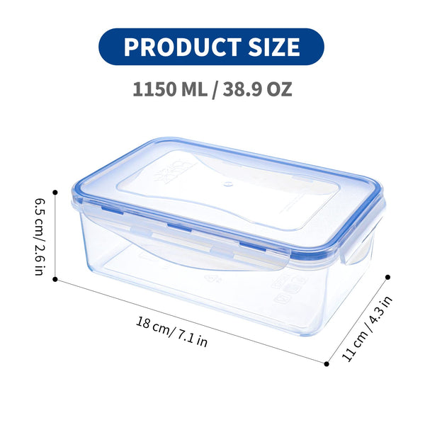 EASYLOCK 6 Pack Airtight Food Storage Container with Lids, Plastic Meal Prep Containers Reusable, 1.15L, Leak-proof Microwave Freezer Dishwasher Safe