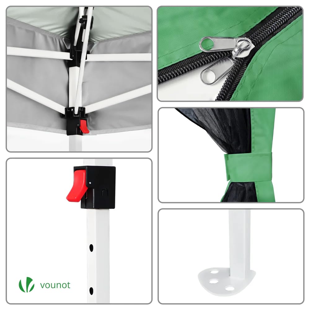 VOUNOT® 3.6m x 3.6m Pop Up Gazebo with Mesh Sides, Garden Double Roof Marquee Party Tent with Leg Weights & Roller Bag, Grey