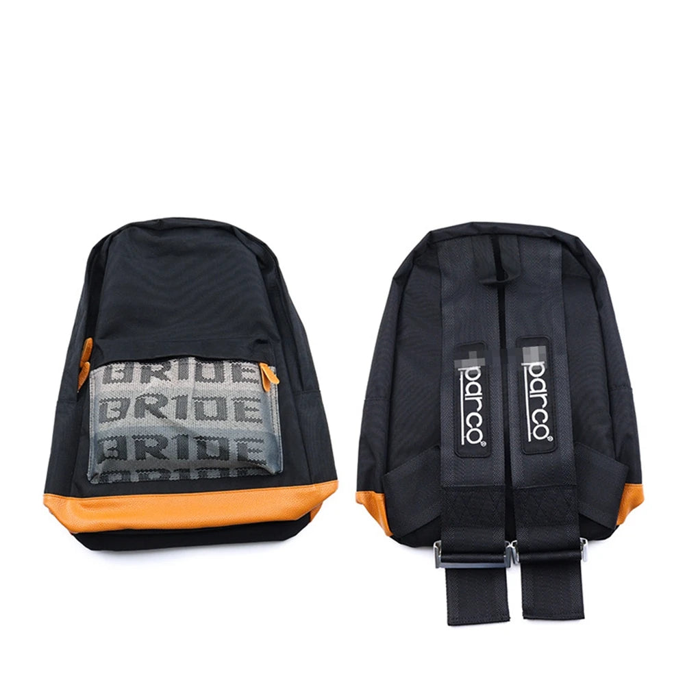 Universal JDM Racing Style Fabric Backpack TAKATA Backpack Car Canvas Bride School Bag Running Backpack Harness Shoulder Straps