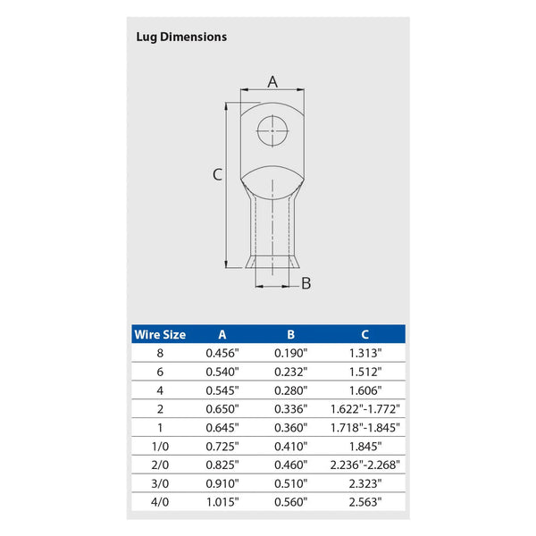 Ancor Tinned Tinned Tinned Copper Lugs 13 mm² (6 AWG) – 10 pc | 4Boats