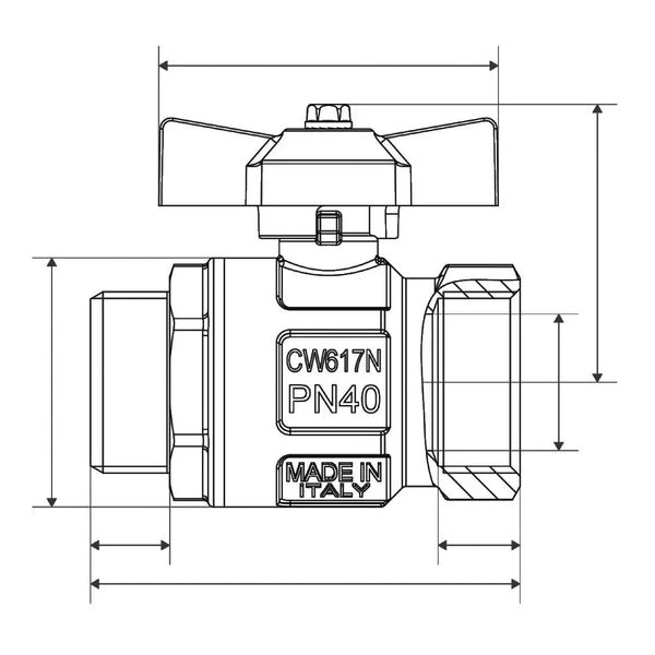 BlueGee Nickel Plated Brass Tee Ball Valve 3/4 in | 4Boats