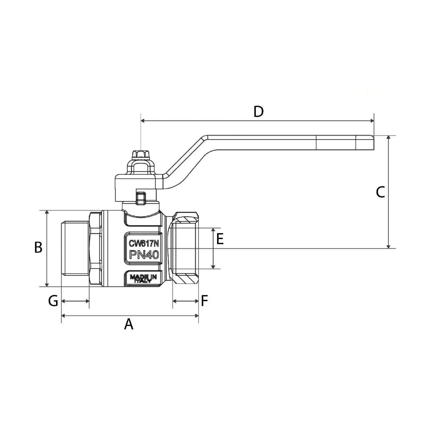 BlueGee Nickel 2 in (50.8 mm) Male/Female Lever Ball Valve | 4Boats
