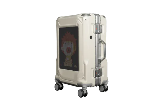 LOY Biosled L4 Smart Led Silver Suitcase BT App XL LED Screen Smart Luggage Hand Luggage Hard Case