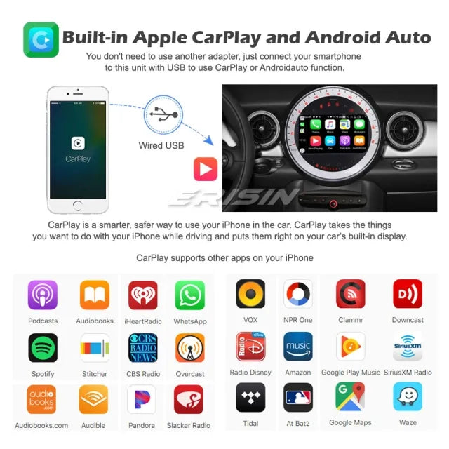 ES8711M 8-Core CarPlay Android 12.0 Car Stereo Satnav GPS Radio for BMW Mini Cooper 06-13 DVD WiFi 4G BT DAB+ DSP