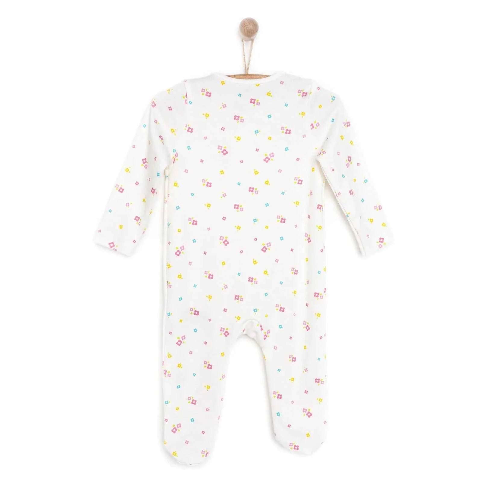 HelloBaby Newborn Girl Footed Jumpsuit - Ecru