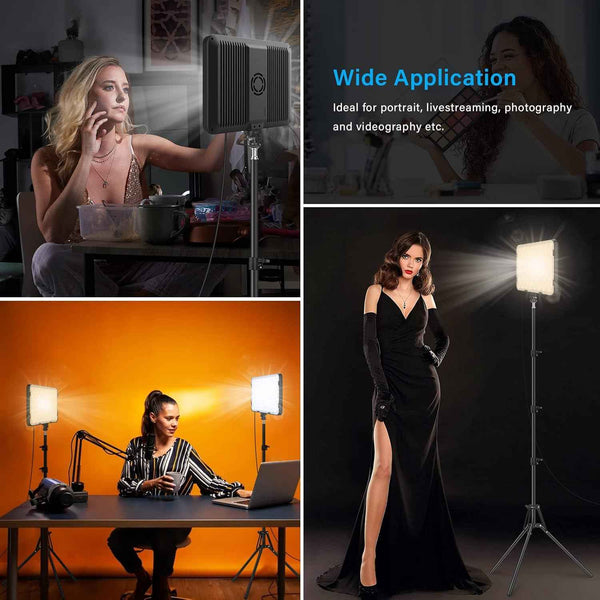 Video Lights 2-Pack LED with 63" Tripods Dimmable USB Studio Kit Obeamiu