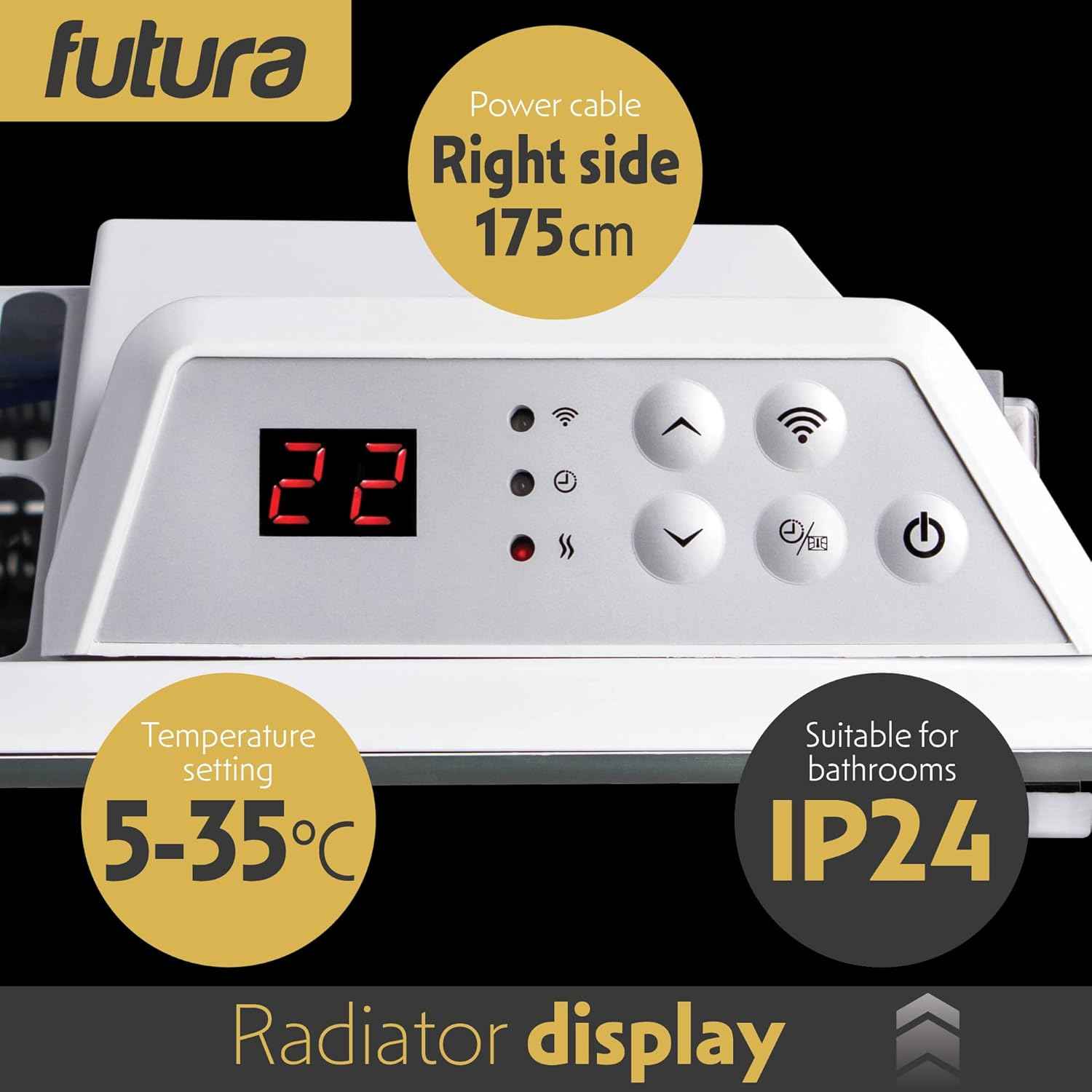 2000W White Glass WIFI Smart Electric Radiator Heater with Thermostat