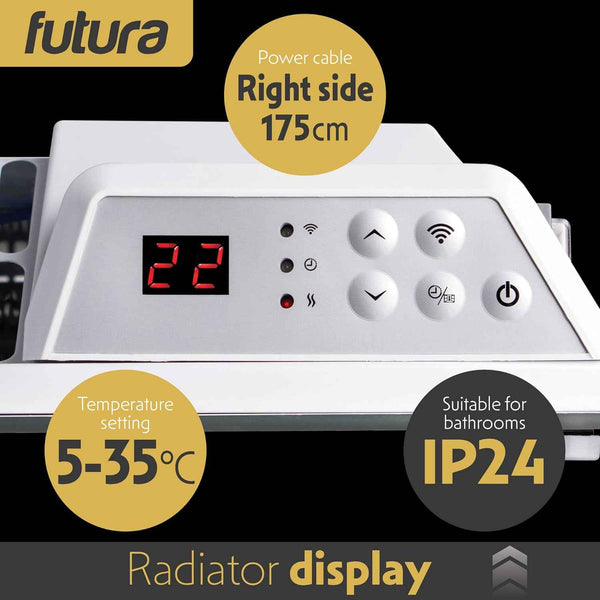 2000W White Glass WIFI Smart Electric Radiator Heater with Thermostat