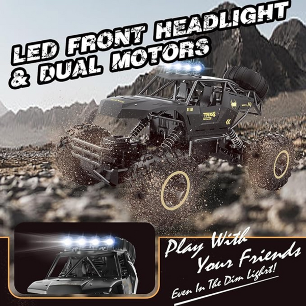 4DRC 1:12 Rock Crawler Rechargeable Off Road Truck 4WD , Metal Shell LED Headlights RC Remote Control Off Road Car Truck