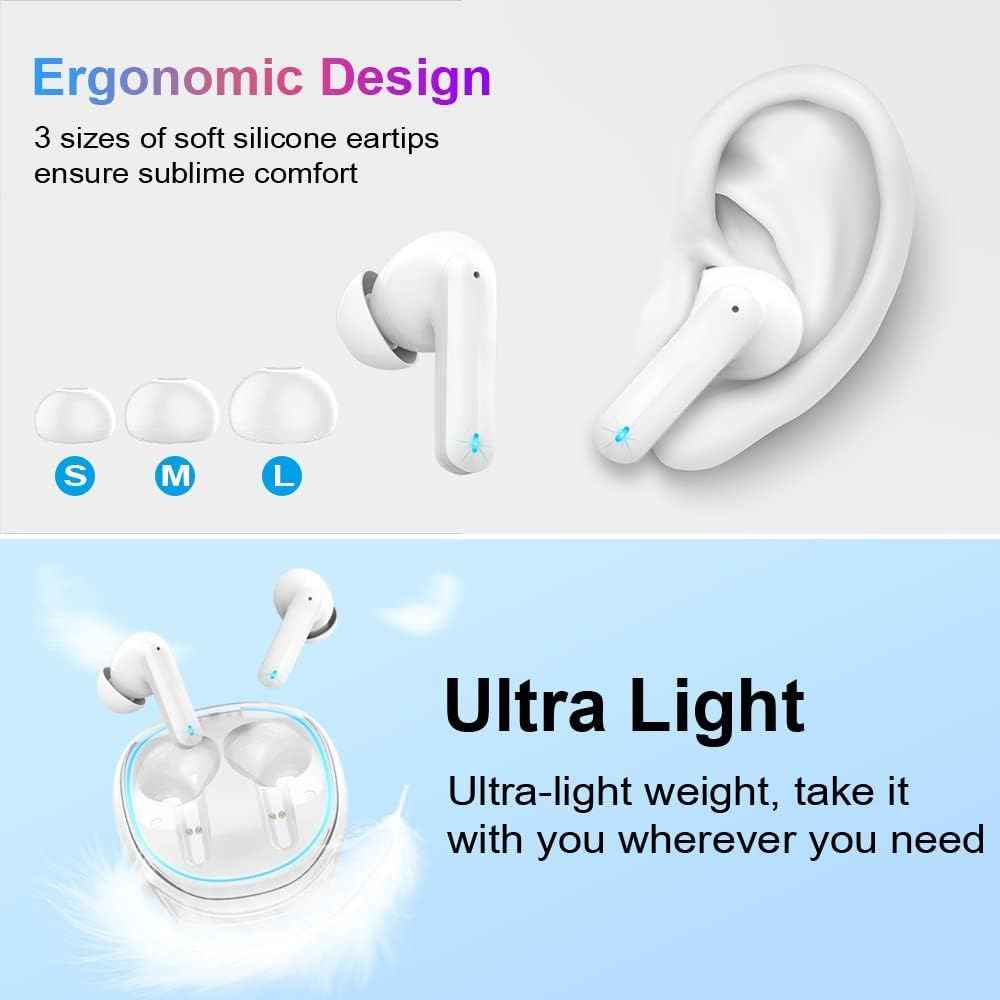 Wireless Earbuds Bluetooth 5.3 40H Playtime Noise Cancelling Mic Gaming