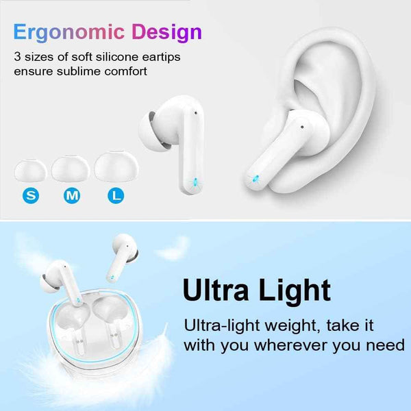 Wireless Earbuds Bluetooth 5.3 40H Playtime Noise Cancelling Mic Gaming