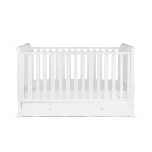 Ickle Bubba Snowdon Classic Cot Bed White - Premium Sprung Mattress