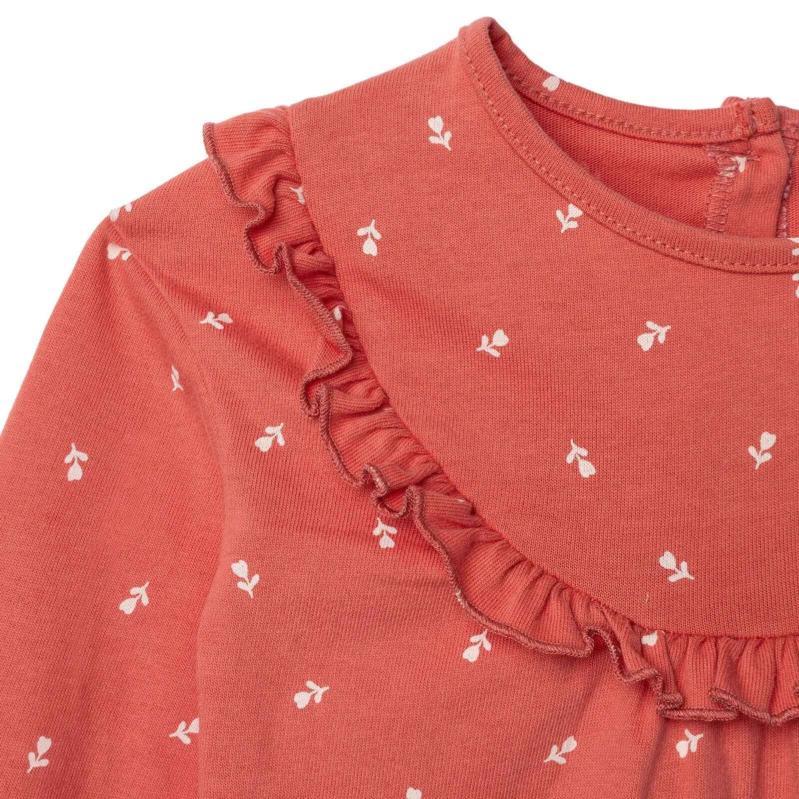 HelloBaby Wintrt Cherry Dress - Coral Printed
