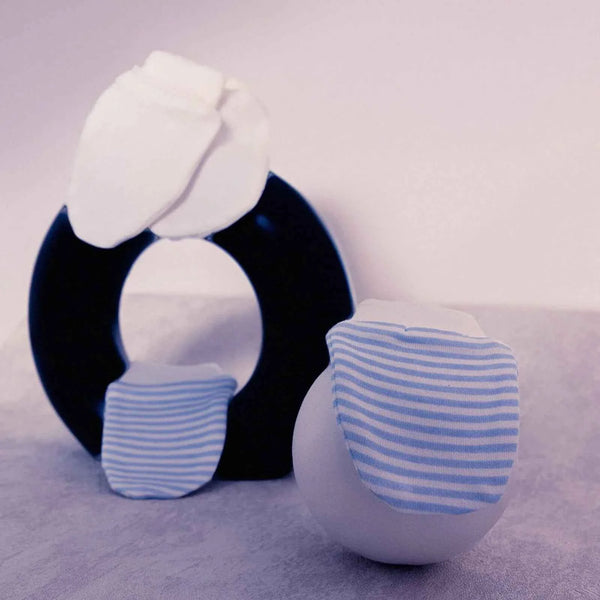HelloBaby Newborn Striped-Straight Mittens - Blue