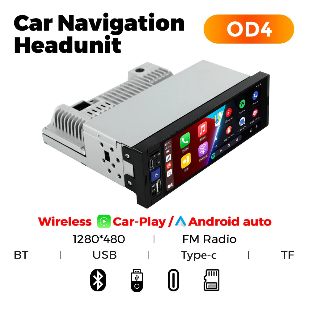 Navifly 2G+32G Universal 1 Din Android 6.86 Inch HD Touch Screen Wireless CarPlay Auto Car Radio Multimedia Video Player GPS FM