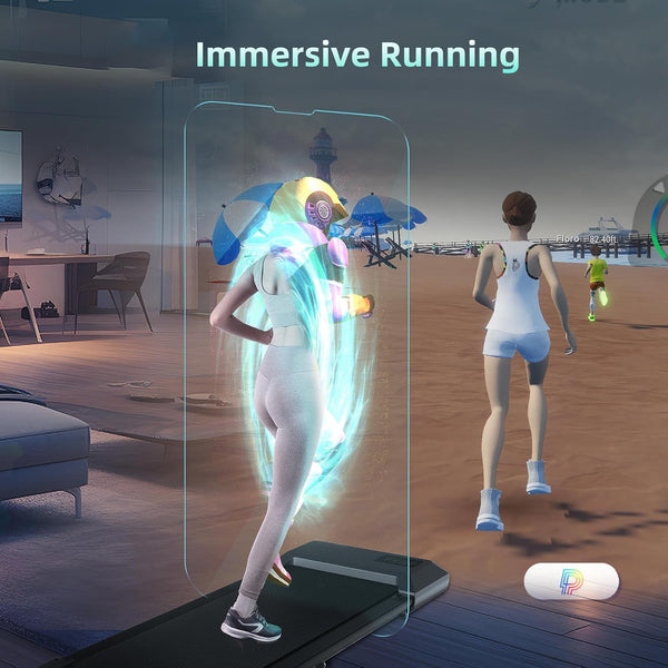 Superun Walking Pad Raceable 2.5HP APP Control Under Desk Treadmill 136KG Capacity Portable Walking Machine for Home with Training Courses and Multi-Runner Races