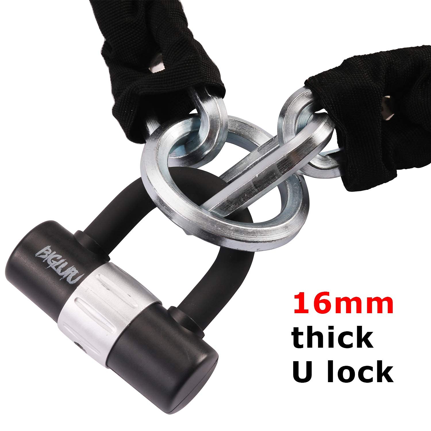 BIGLUFU Bike Chain Lock, 120cm Long Heavy Duty Motorcycle Lock, 12mm Thick Cycling Chain Lock High Security Chain Locks for Bicycle, Motorcycle, Door,