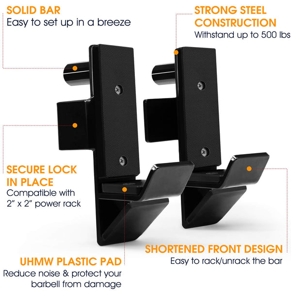Yes4All Steel J Hooks Squat Rack 2x2/3x3 with Protective UHMW Pad - Power Rack Attachments Barbell Holder for Home Gym