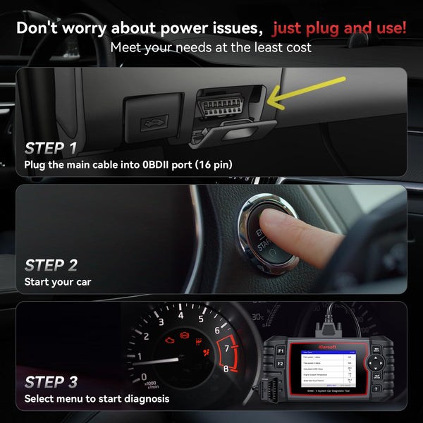 iCarsoft E660 OBD2 Scanner, Car Diagnostic Tool for Engine ABS SRS Transmission, Code Reader with 6 Maintenance Services, Oil/EPB/BMS/ETC/SAS/TPMS Reset, Battery Test, Lifetime No Charge Update