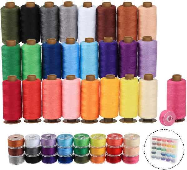 Agoer 400 Yards per Sewing Thread for Sewing Machine,50Pcs Polyester Thread Spools,25 Colors Prewound Bobbin Thread for Sewing Machine,Prewound Bobbin