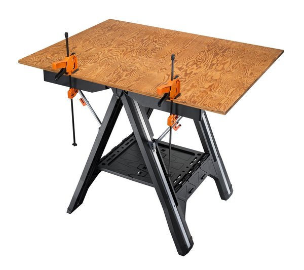 WORX Pegasus WX051 Versatile Multi Function Folding Work Table & Sawhorse with Quick Clamps and Holding Pegs, Portable and Lightweight Workbench, Perfect for Workshop and DIY Tasks
