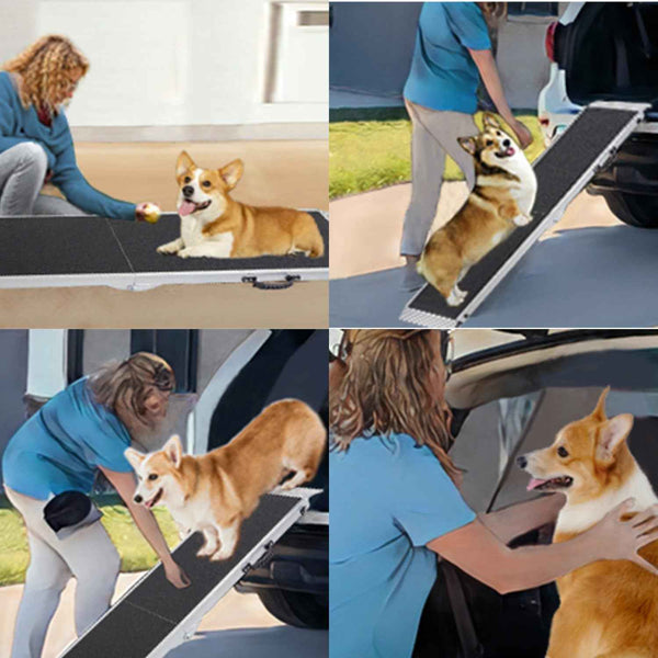Aluminum Dog Car Ramp 183x38cm Anti Slip 180kg Capacity Cars SUVs Gardhom