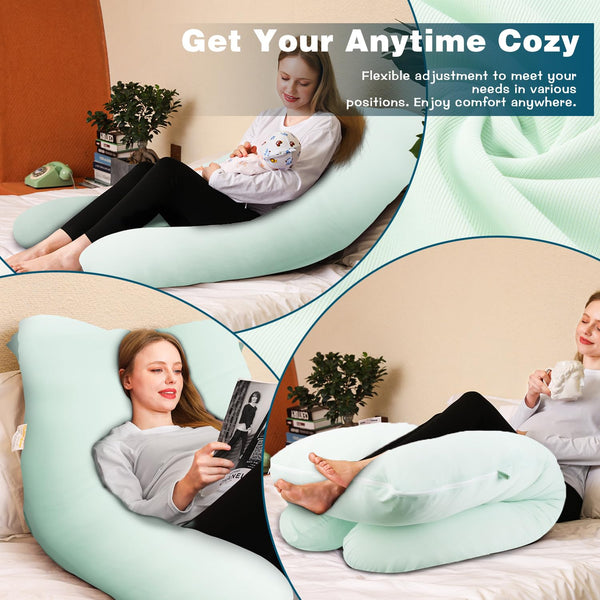 Chilling Home Pregnancy Pillows for Sleeping,U Shaped Maternity Pillow Pillow,55 inch Full Body Pillow Long Pillows for Sleeping, Maternity&Body Pillows for adults with Cover Velvet,Light Black