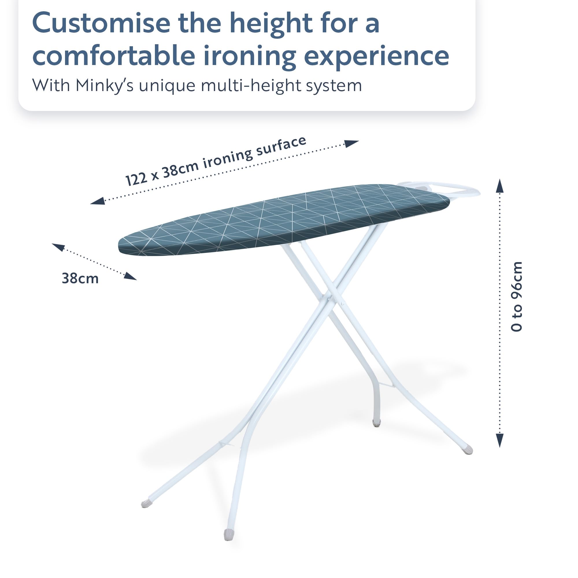 Minky Expert Blue Ironing Board 122 x 38