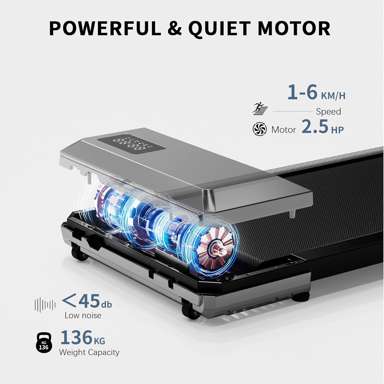 Superun Walking Pad Raceable 6% Incline 2.5HP Under Desk Treadmill 136KG Capacity MAX 110CM Foldable Treadmill APP Control Portable Walking Machine for Home with Training Courses & Multi-Runner Races