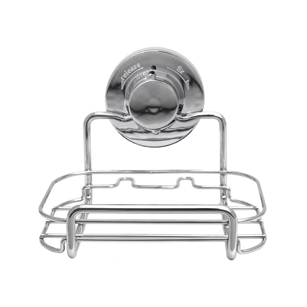 BlissHome Lock 'n Roll Suction Cup Soap Dish: No-Drill, Rust-Resistant Chrome & ABS, 5kg Capacity, Ideal Shower Caddy for Essentials, Easy Install