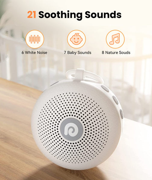 Dreamegg White Noise Machine, Portable Sound Machine Baby Features Powerful Battery, D11Max Sleep Aid Sound Machine for Baby Adults 21 Soothing Sounds for Sleeping Nursery Travel Gift USB Rechargeable