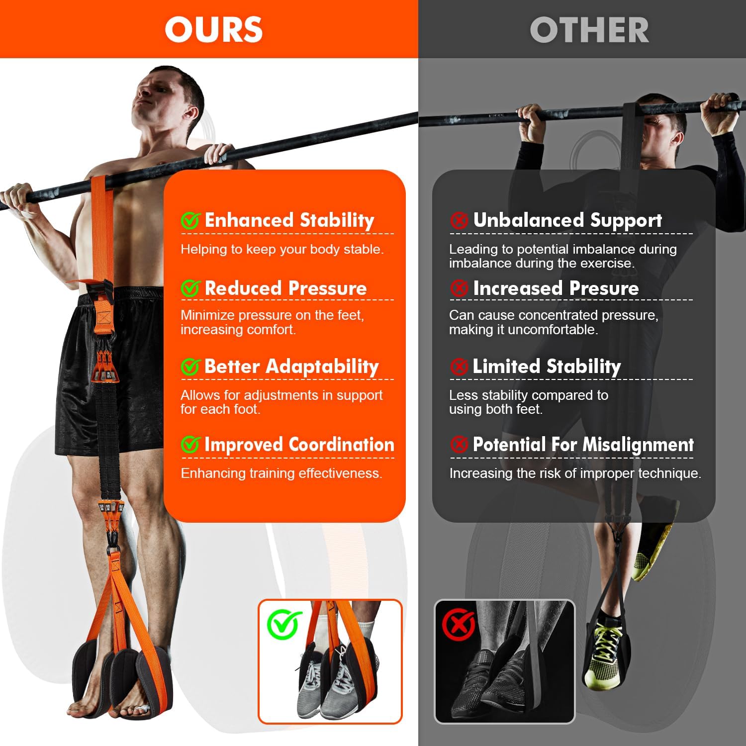 Pull Up Assistance Bands, Heavy Duty Resistance Band for Pull Up Assist, Adjustable Weight/Size with Fabric Feet/Knee Rest, Bands for Pull Up Assist