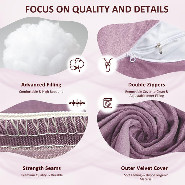 Chilling Home Pregnancy Pillows for Sleeping,U Shaped Maternity Pillow Pillow,55 inch Full Body Pillow Long Pillows for Sleeping, Maternity&Body Pillows for adults with Cover Velvet,Light Black