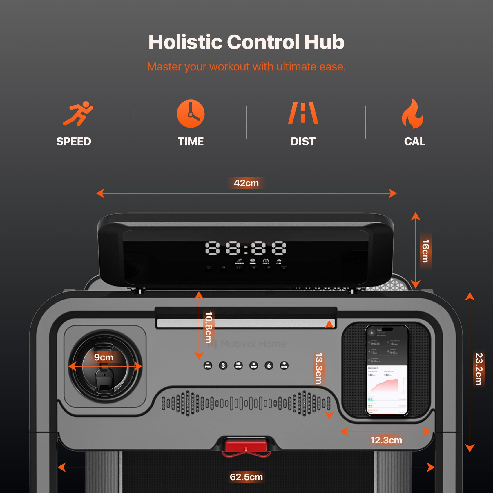 Mobvoi Home Smart AI Treadmill Ultra 6% Incline 3 in 1 Walking Pad Treadmills for Home Office TicSports APP 2.5HP Running Treadmill Handrail Holder for Cup Phone Laptop Speaker 12KMH 120KG